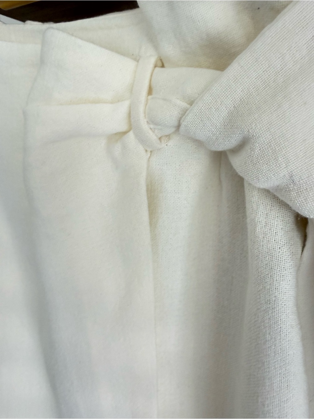 Mango Fringed Organic Cotton Wrap Skirt Cream Medium NEW - Picture 5 of 11